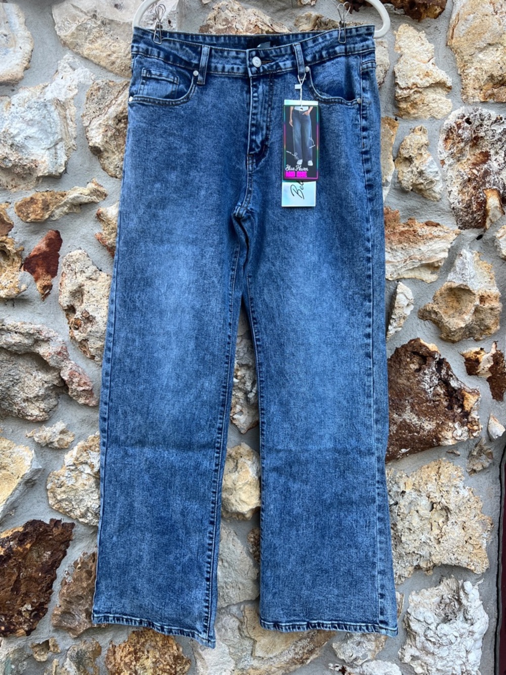 Blue haven jeans wide leg mid rise jeans acid wash